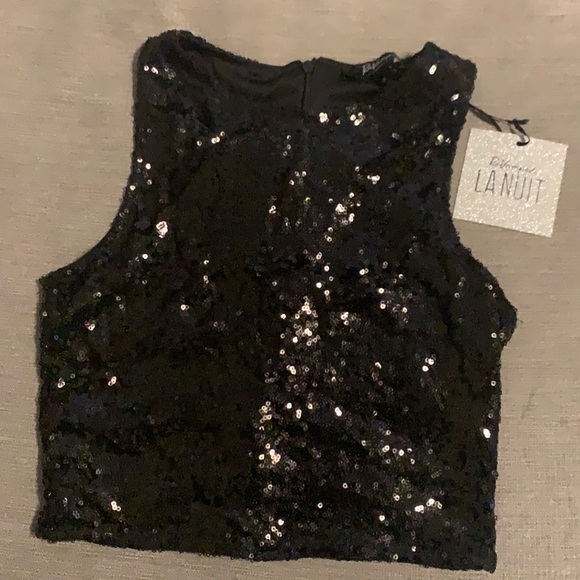 Sequin black crop top - Picture 1 of 5